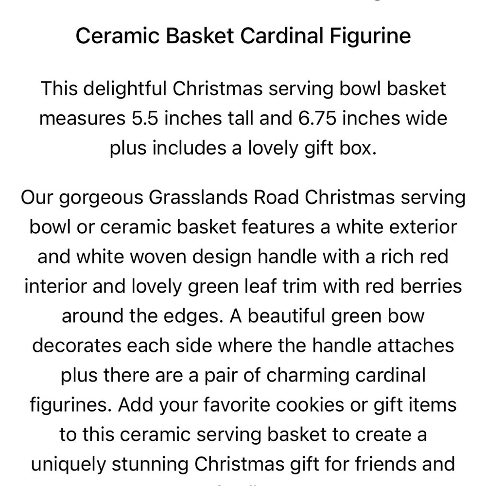 Grasslands Road Burgundy and Cream Cardinal Basket NWT - Picture 2 of 8